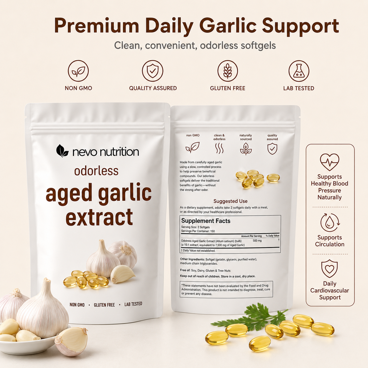 Aged Garlic Extract - 7500mg Odorless Softgels